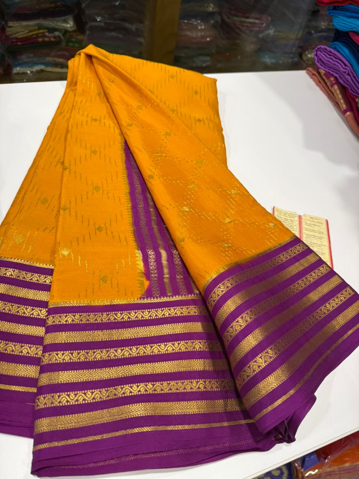 Contrast combination pattern mysore silk sarees with rich pallu