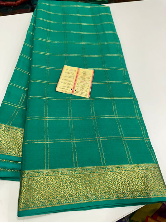 Mysore silk Saress with self checks pattern