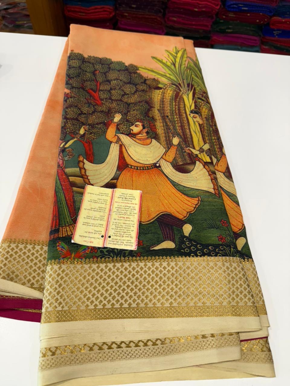 Printed Mysore silk sarees with heavy quality