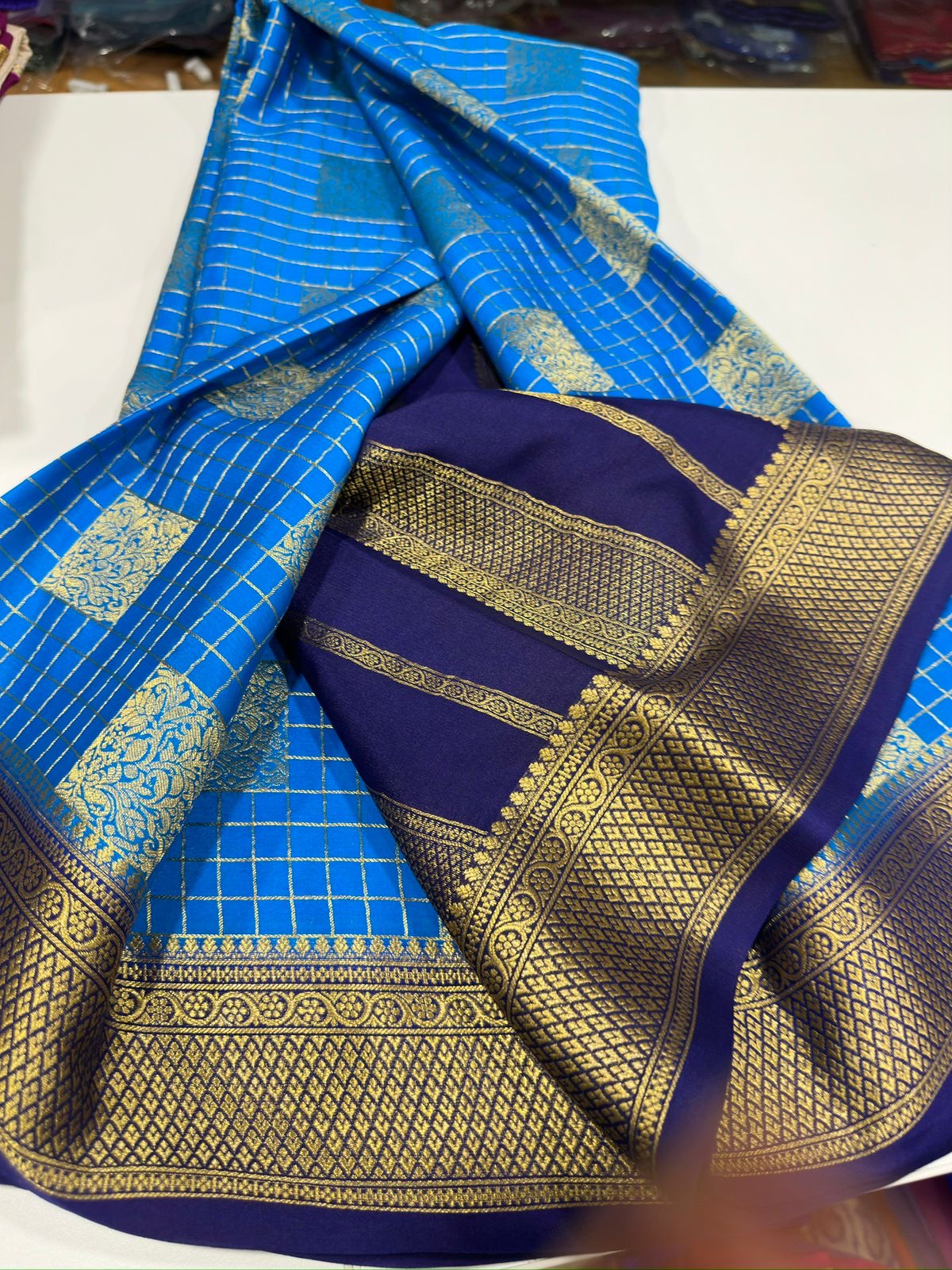 Mysore silk with box brocade beautiful color combination