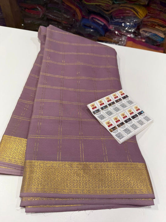 Mysore silk Saress with self checks pattern