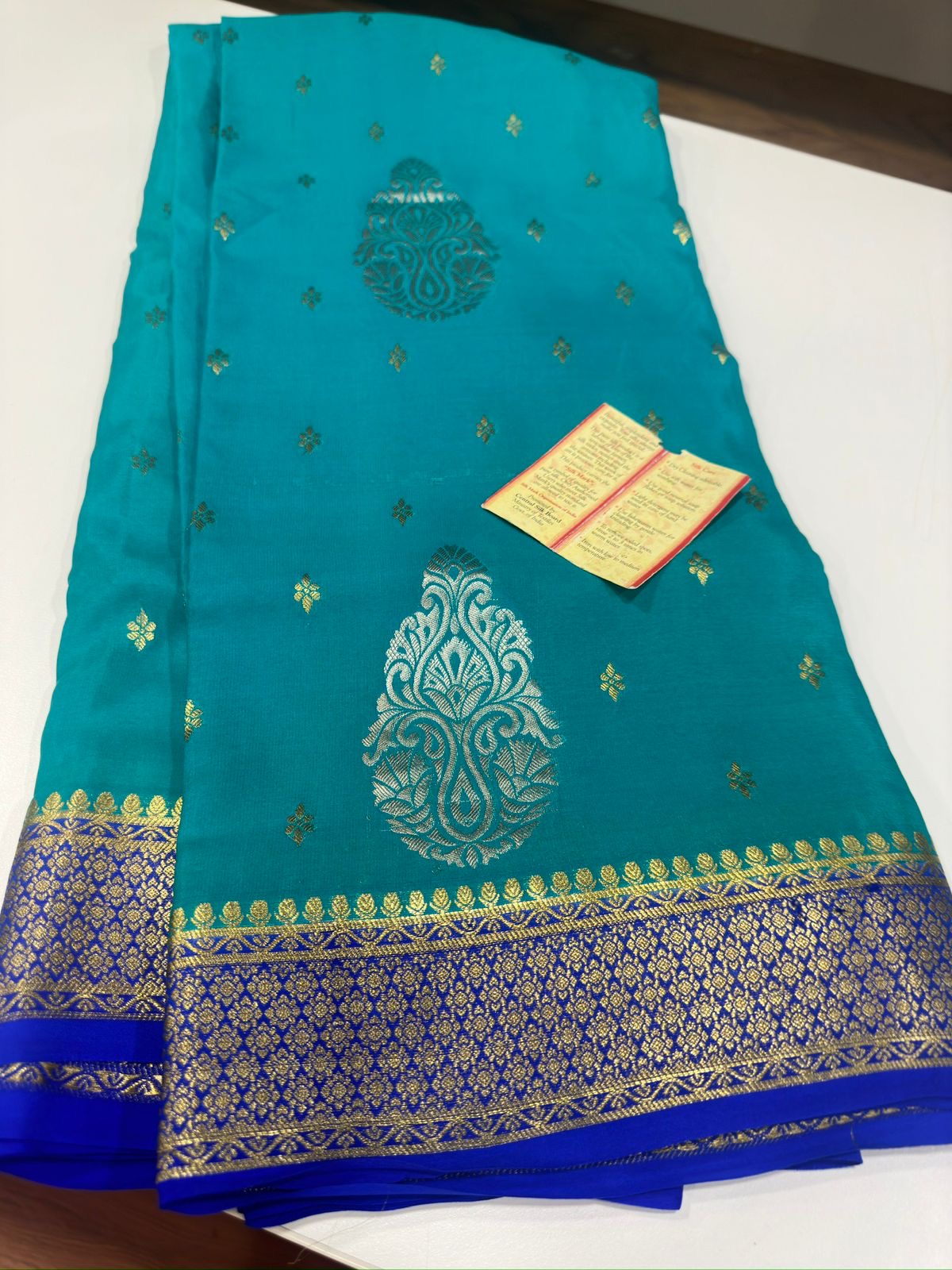 Beautiful Silk brocade fabric with zari weaving allover saree