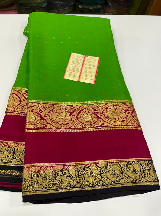 Peacock border 3D Mysore silk saree