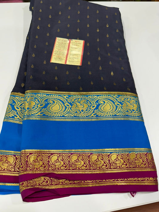 Peacock border 3D Mysore silk saree