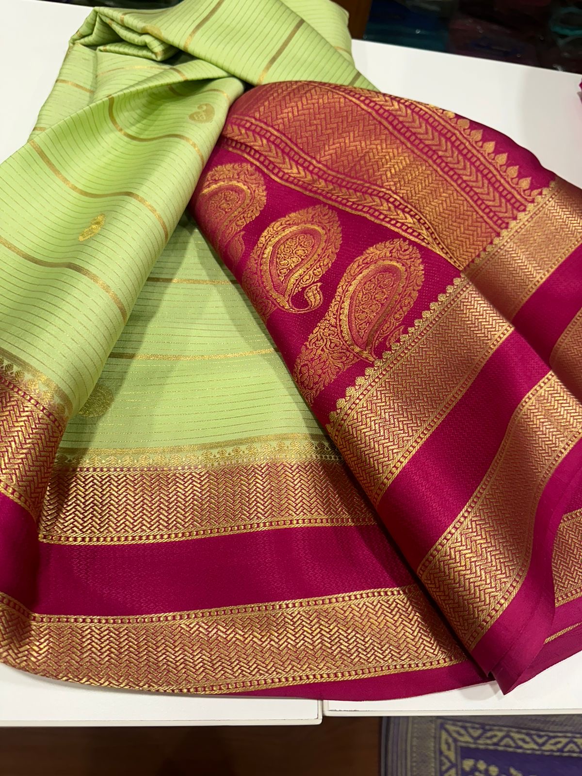 Mysore silk sarees with motif and bentex border