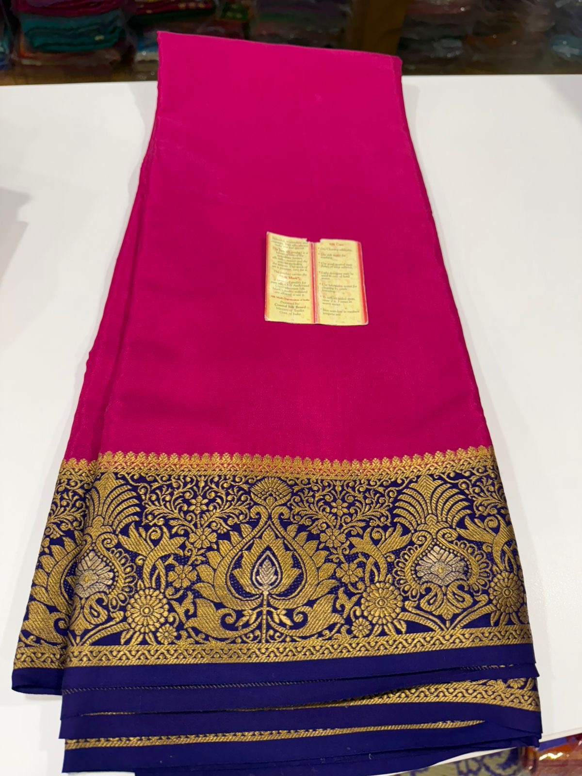 Contrast combination pattern mysore silk sarees with rich pallu