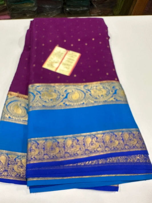 Peacock border 3D Mysore silk saree