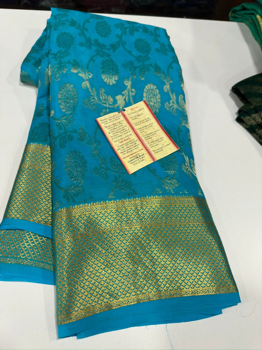 Beautiful Silk brocade fabric with zari weaving allover saree