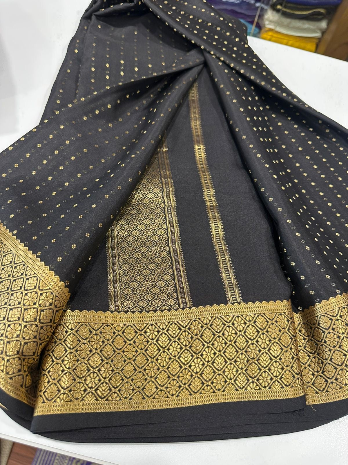 Motif pattern mysore silk sarees