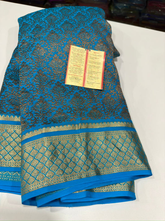 Beautiful Silk brocade fabric with zari weaving allover saree