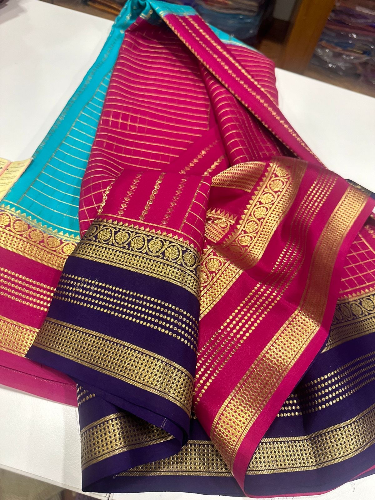 All over saree zari consumption with beautiful 3D color combination