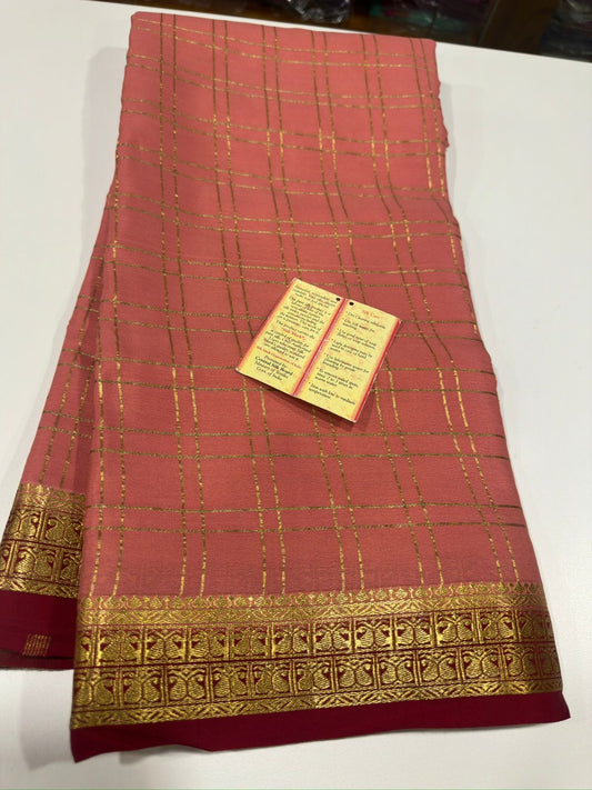 Mysore silk sarees with checks contrast pattern