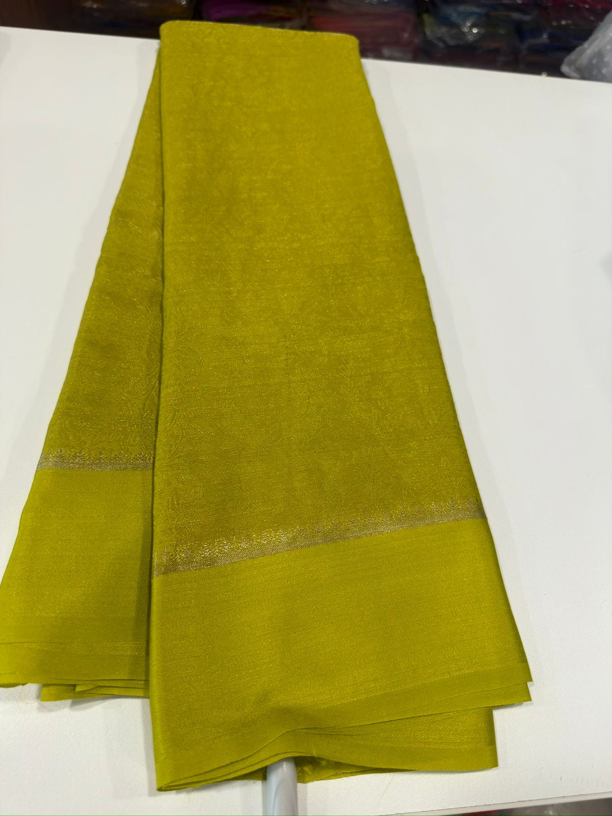 Beautiful Silk brocade fabric with zari weaving allover saree