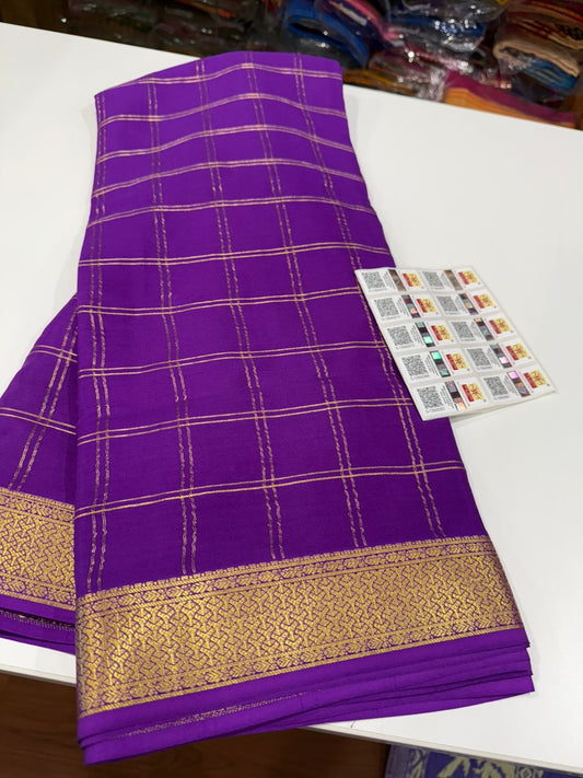 Mysore silk Saress with self checks pattern