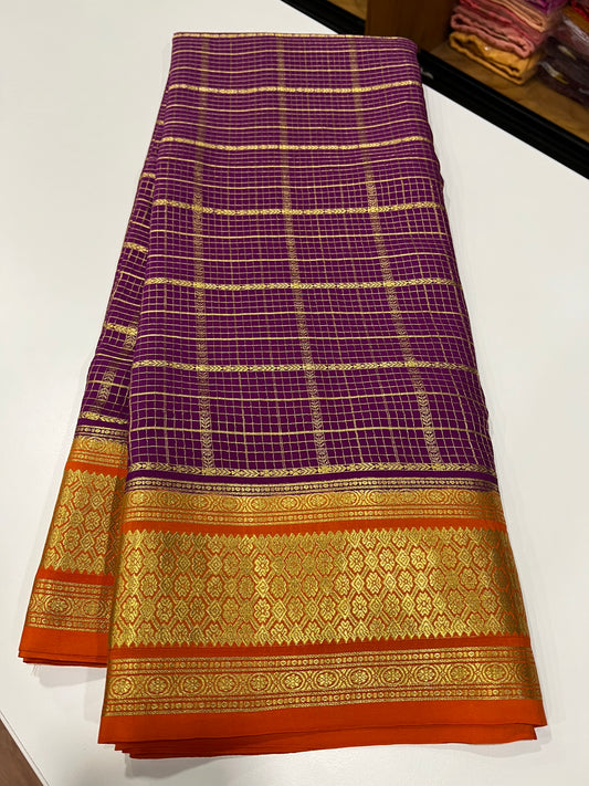 Checks pattern with rich pallu