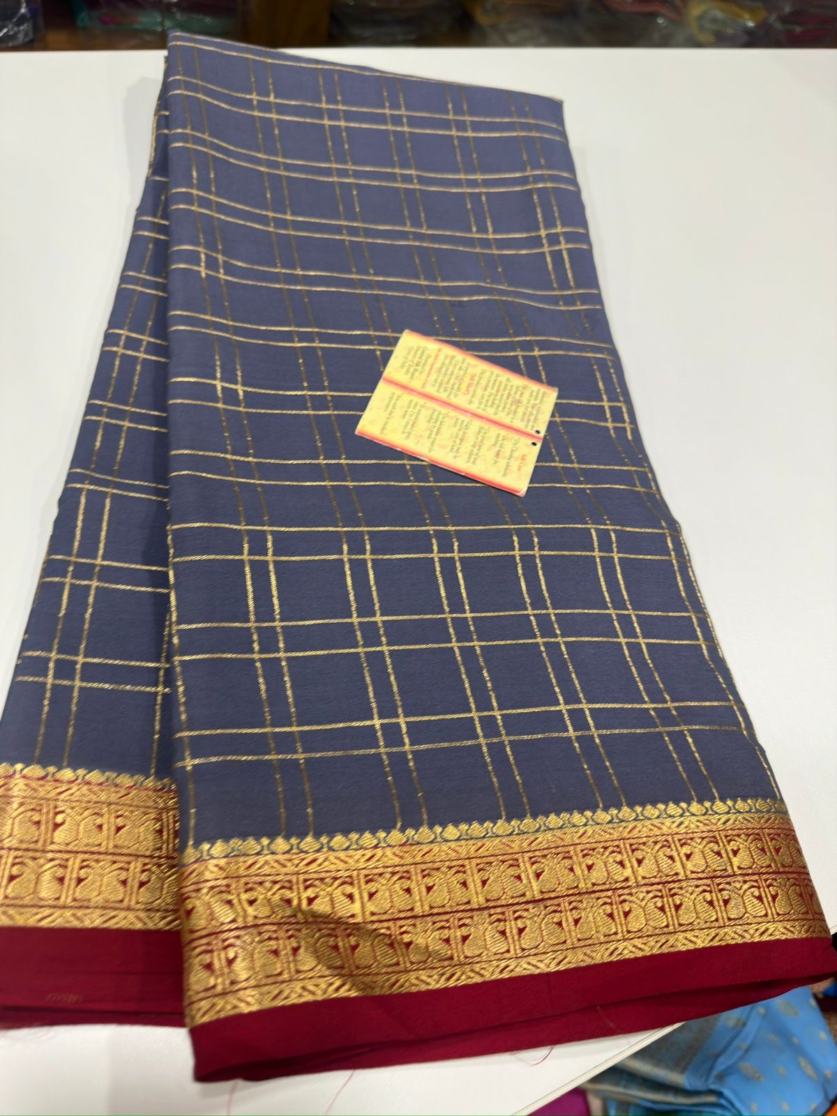 Mysore silk sarees with checks contrast pattern