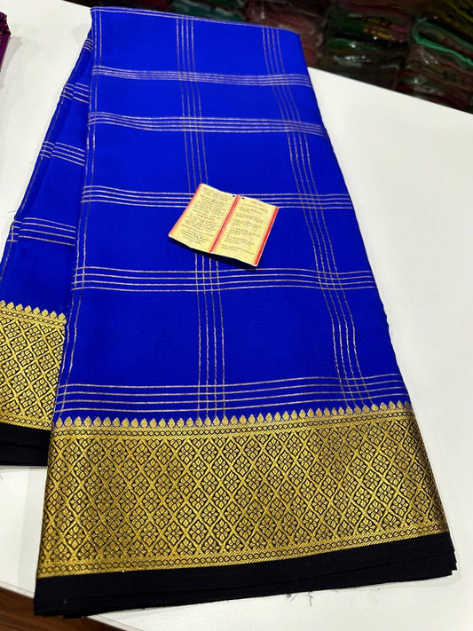 Double line checks pattern with rich Pallu