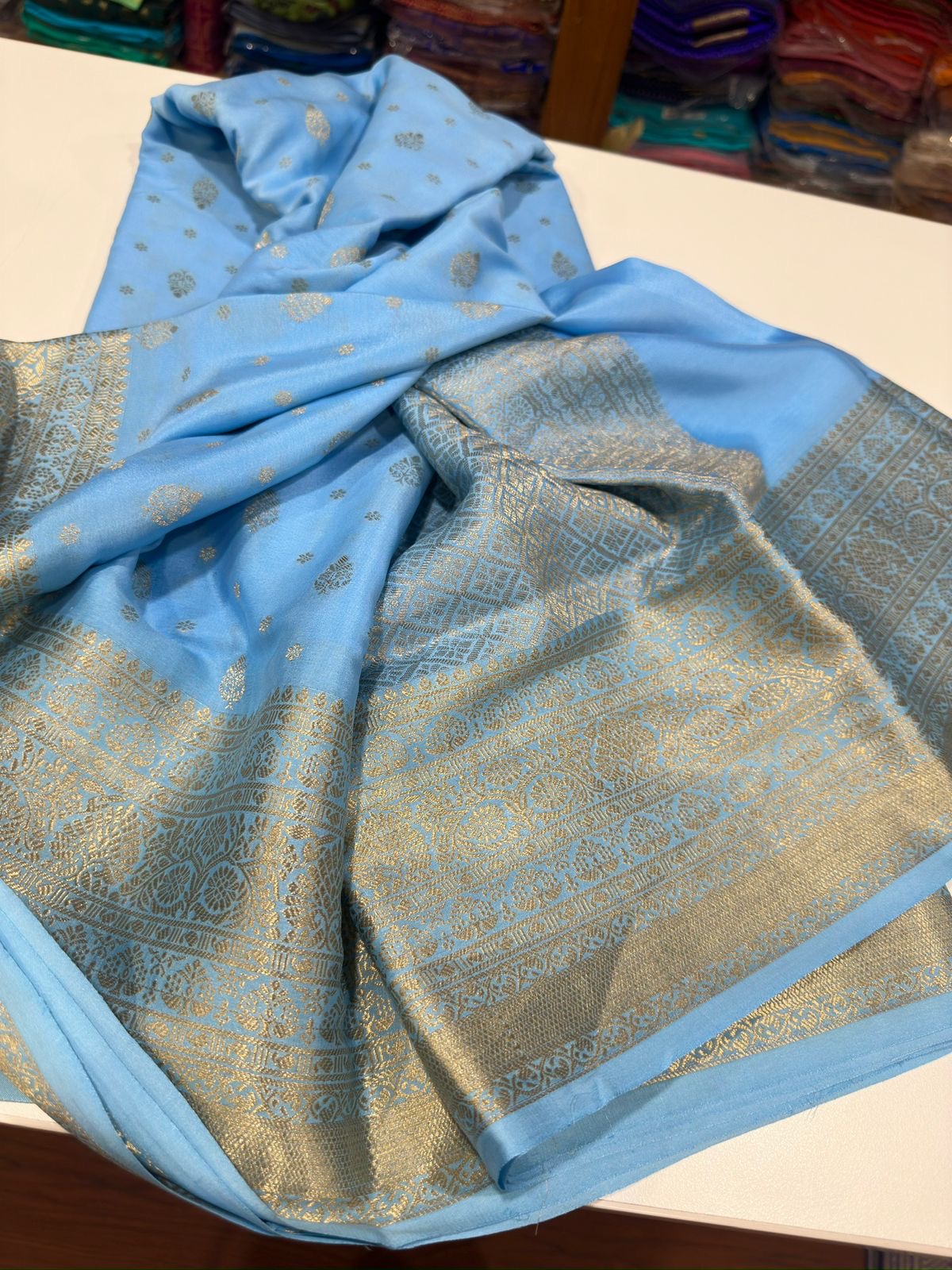 Mysore silk Saress with all over zari consumption