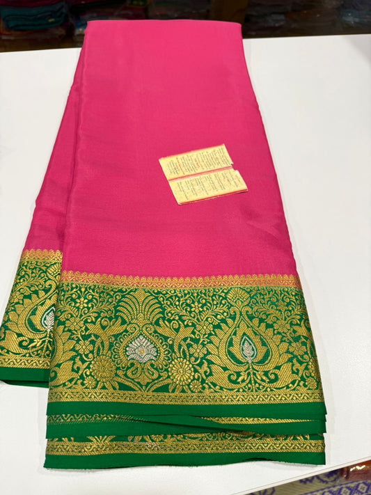 Contrast combination pattern mysore silk sarees with rich pallu