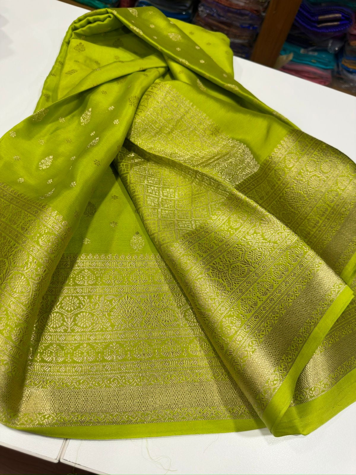 Mysore silk Saress with all over zari consumption