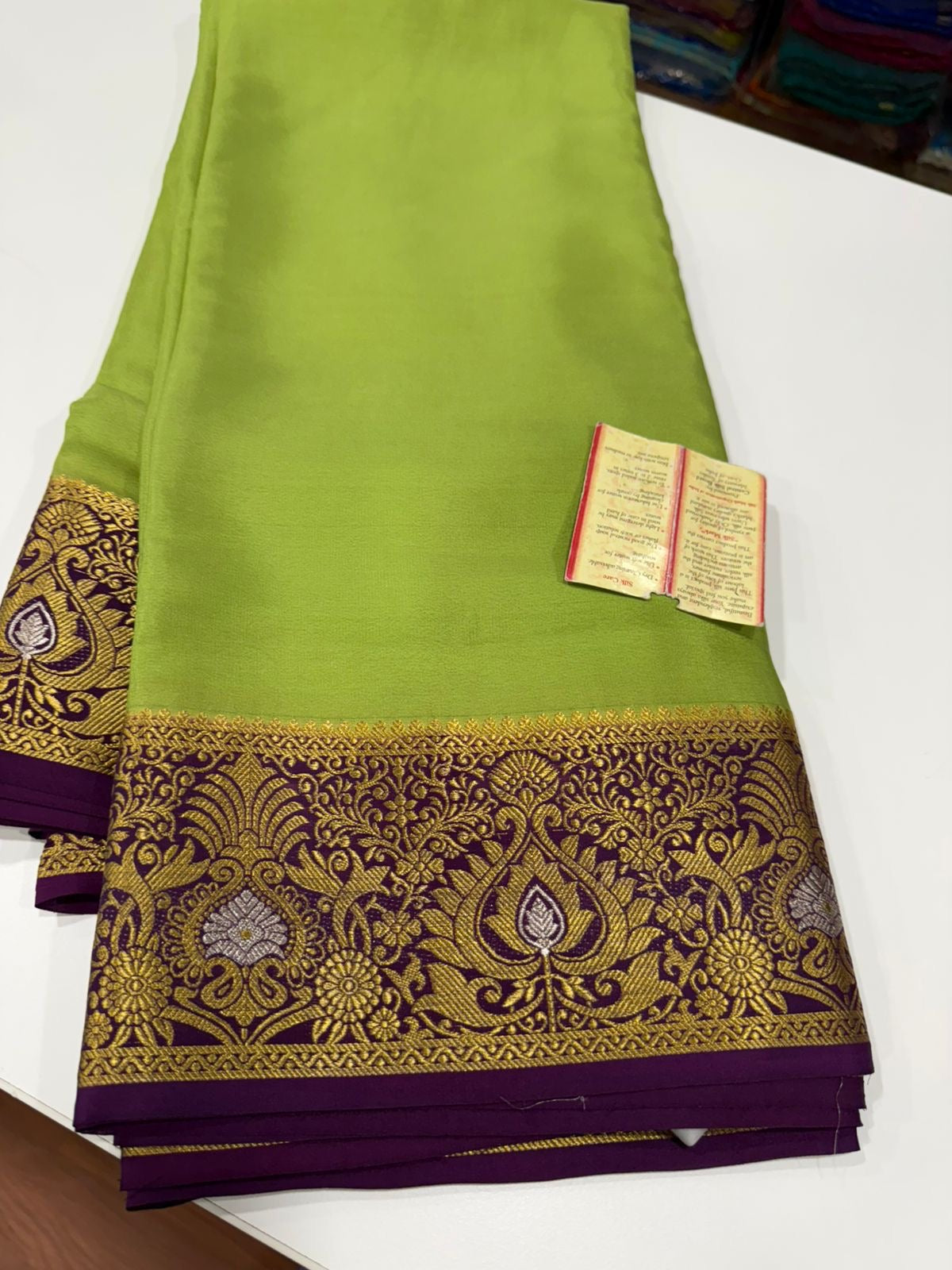 Contrast combination pattern mysore silk sarees with rich pallu