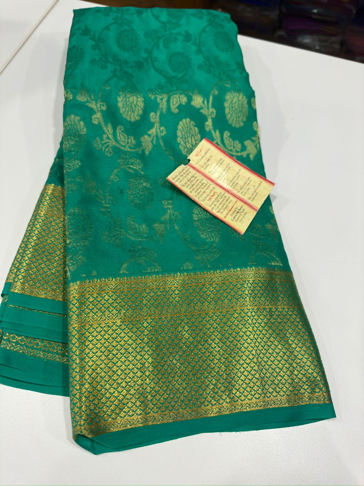 Beautiful Silk brocade fabric with zari weaving allover saree