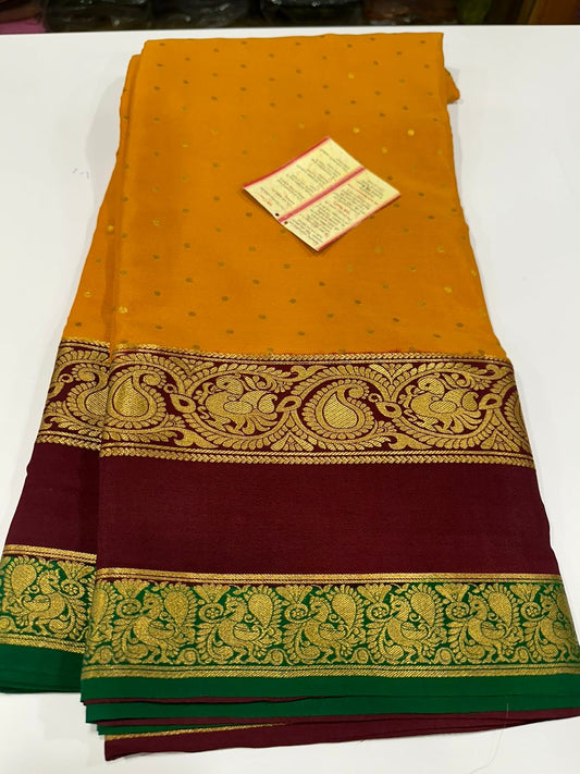 Peacock border 3D Mysore silk saree