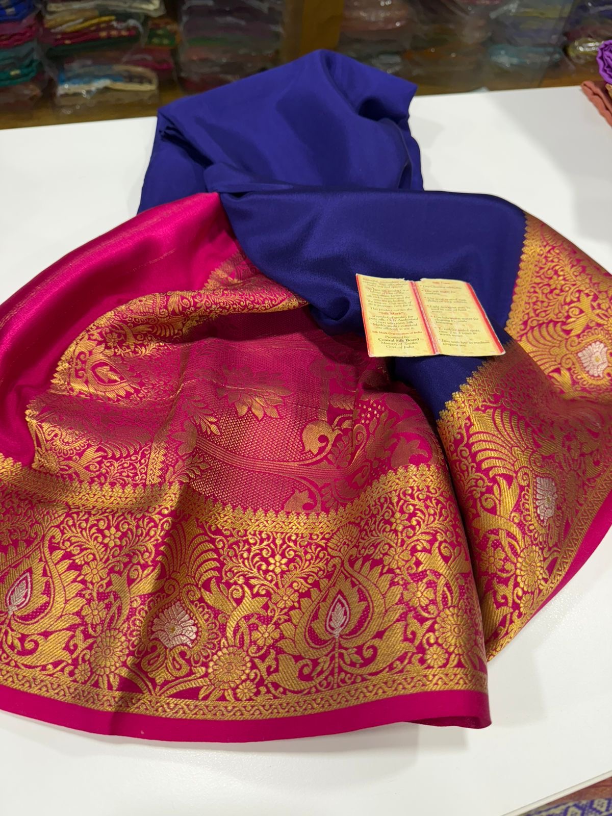 Contrast combination pattern mysore silk sarees with rich pallu