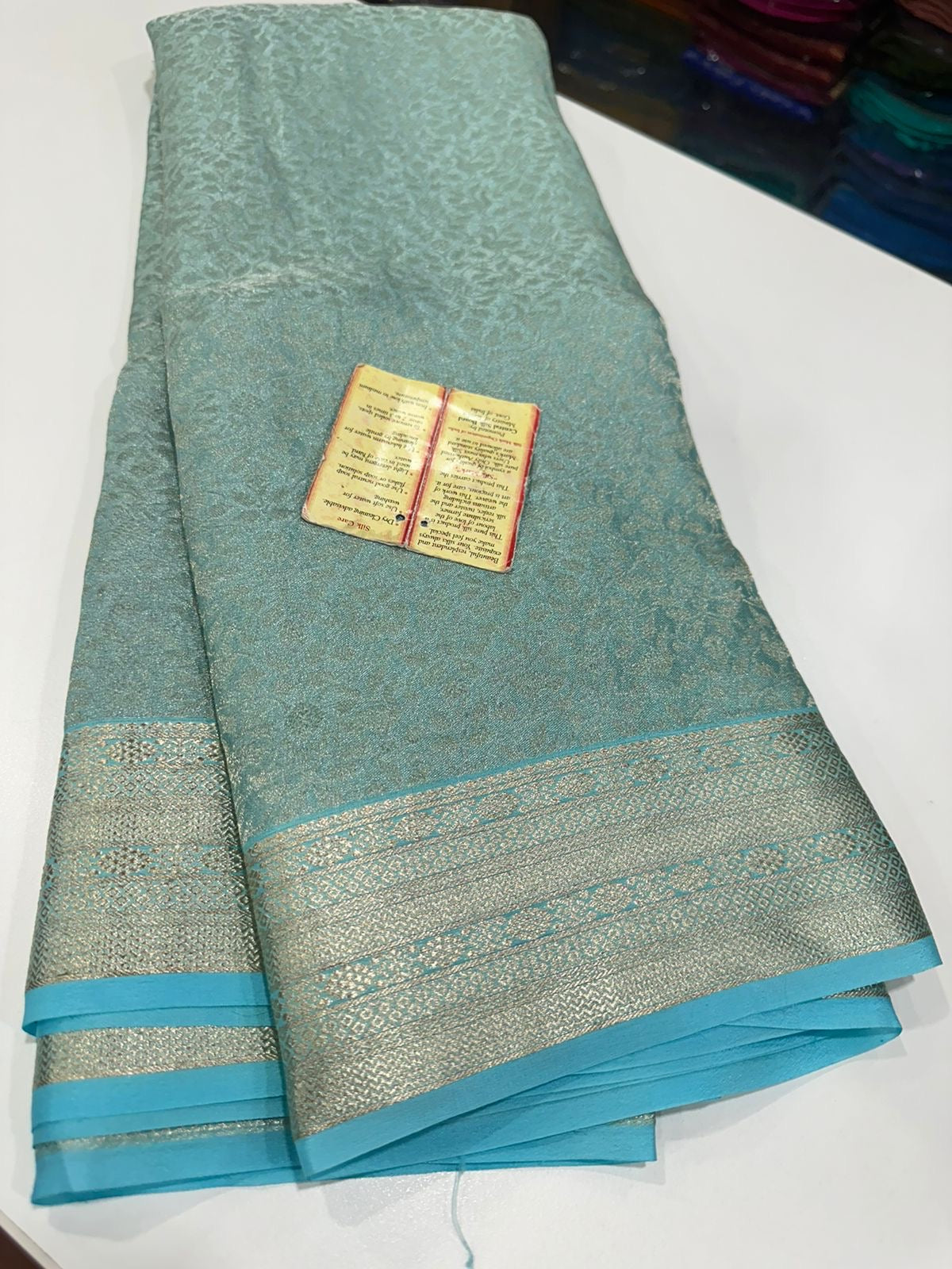 Pure Mysore Silk Sarees with Beautiful Silk brocade fabric with silver zari weaving allover saree with rich pallu n plain blouse with borders