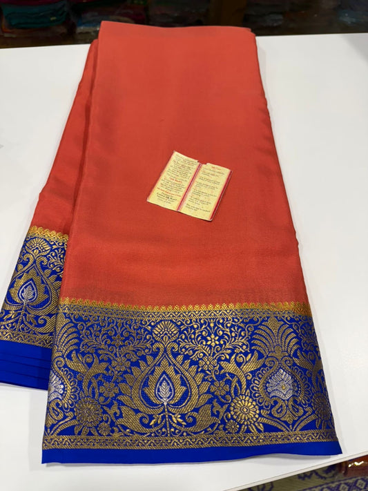 Contrast combination pattern mysore silk sarees with rich pallu