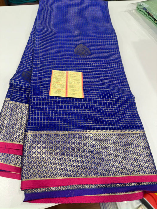 Mysore silk checks pattern with rich pallu