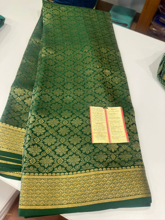 Beautiful Silk brocade fabric with zari weaving allover saree