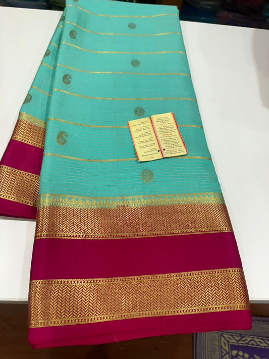 Mysore silk sarees with motif and bentex border