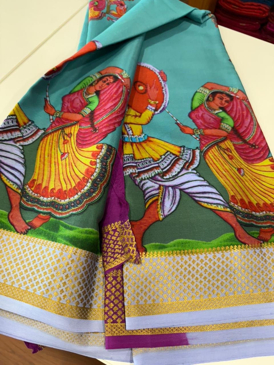 Printed Mysore silk sarees with heavy quality