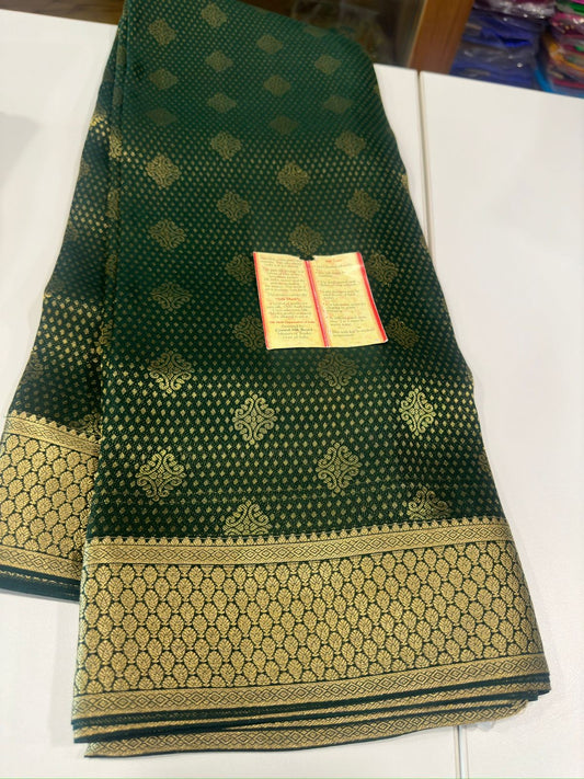 Beautiful Silk brocade fabric with zari weaving allover saree