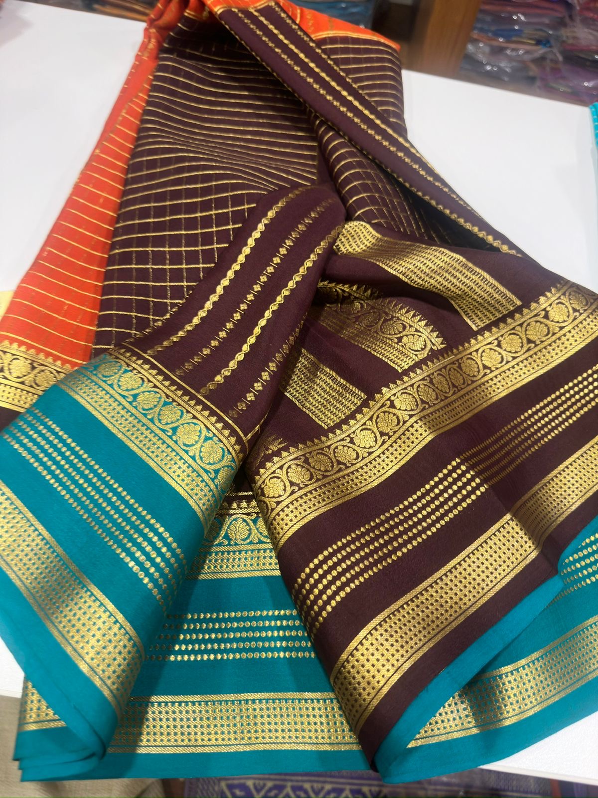 All over saree zari consumption with beautiful 3D color combination