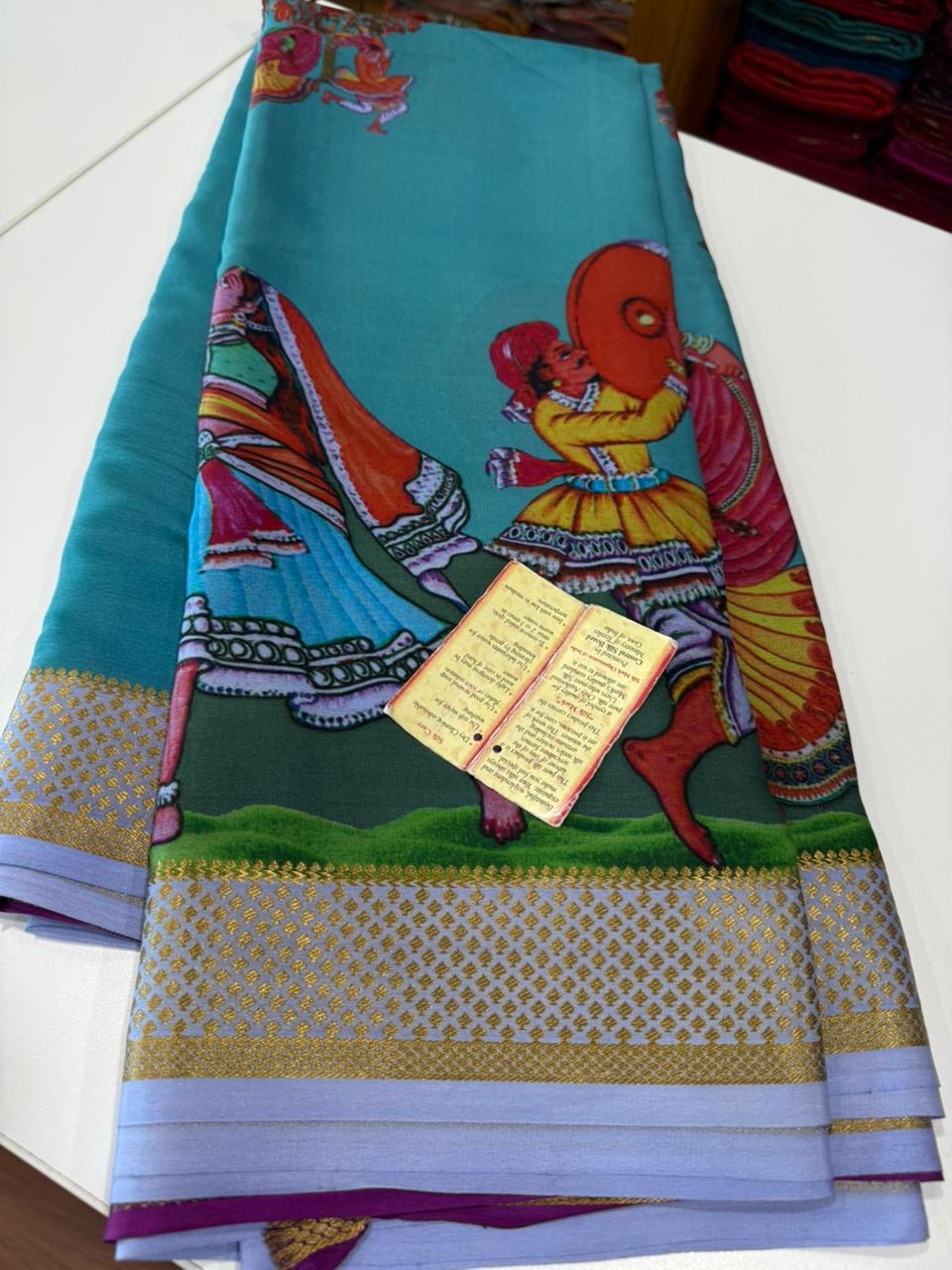 Printed Mysore silk sarees with heavy quality