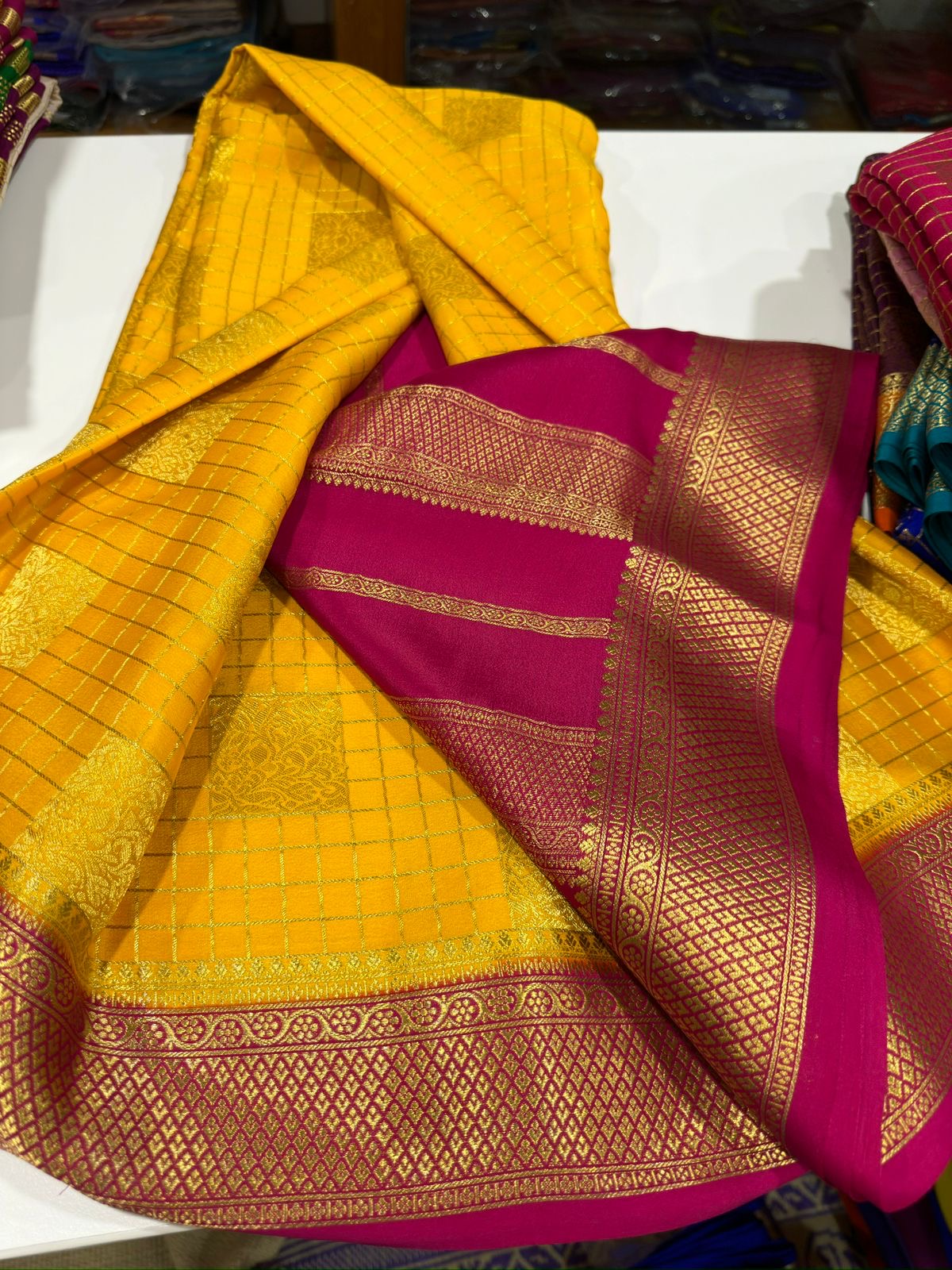 Mysore silk with box brocade beautiful color combination