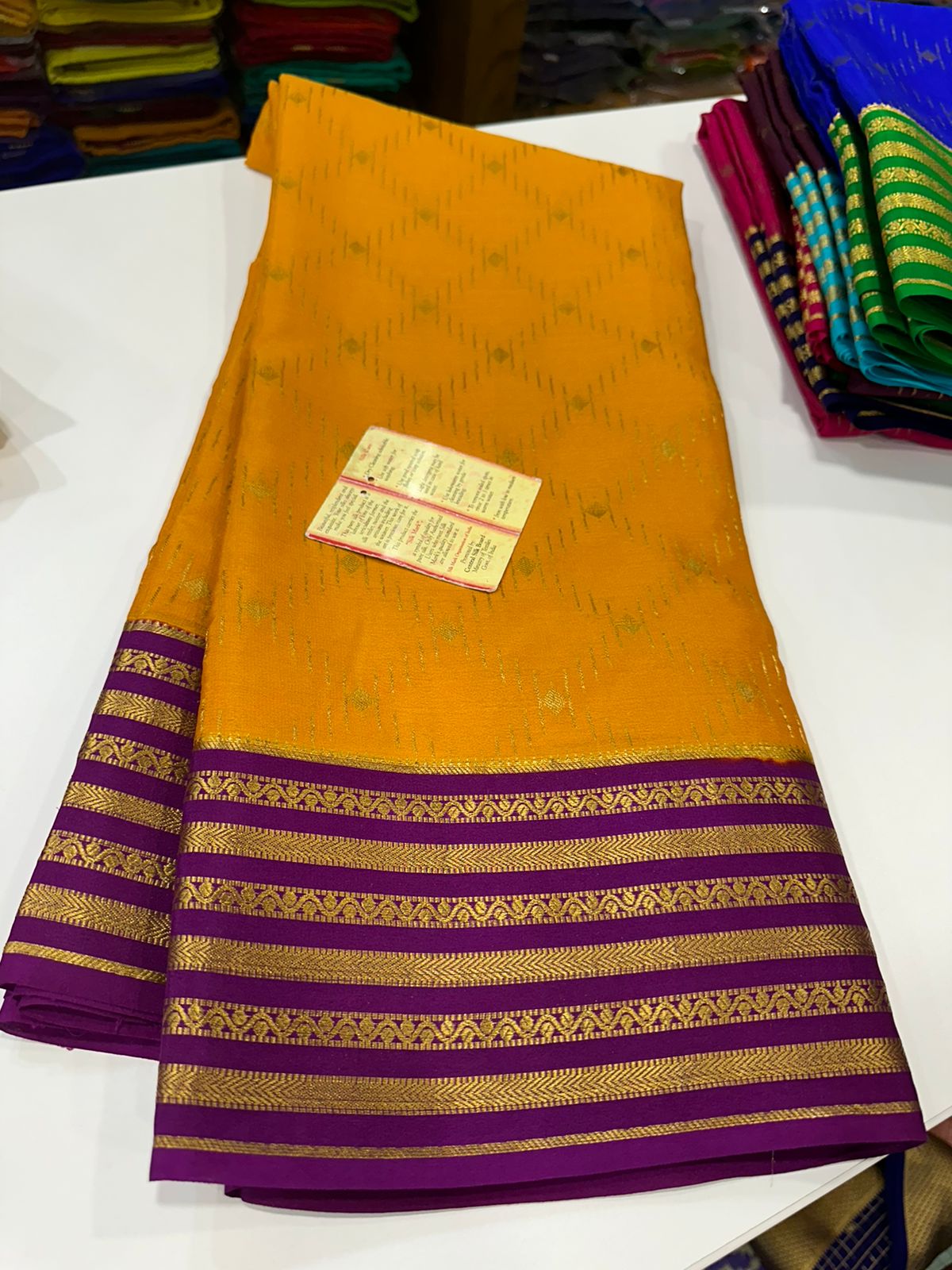 Pure Mysore Silk Sarees with Traditional Borders which comes with Contrast Colour Combination