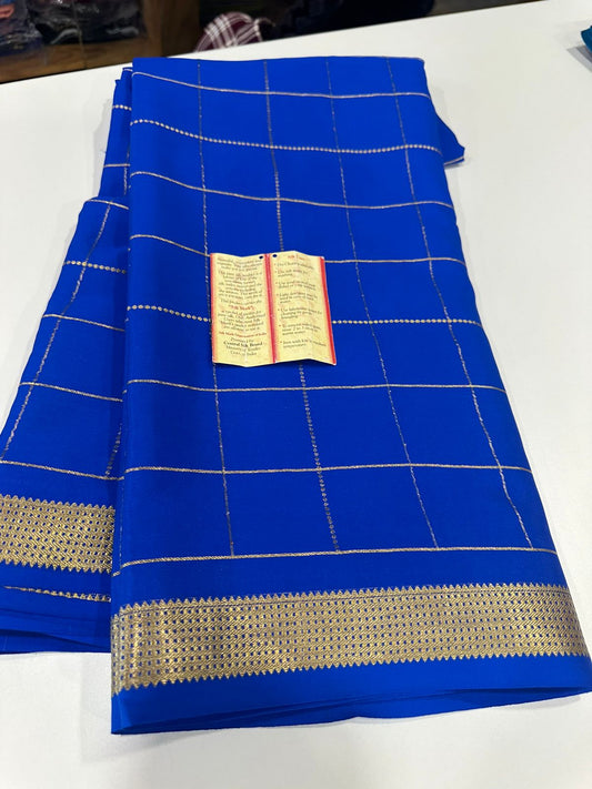 Pure Mysore silk sarees with 100 grm thickness along with checks pattern