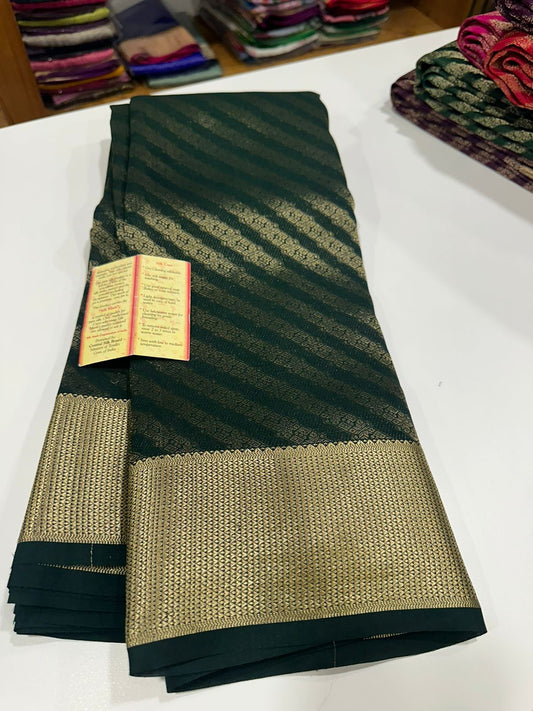 Pure brocade Mysore silk sarees with 120 grm thickness with rich pallu