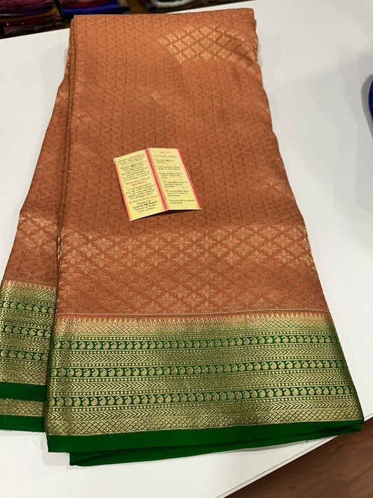 Pure brocade Mysore silk sarees with 120 grm thickness with rich pallu