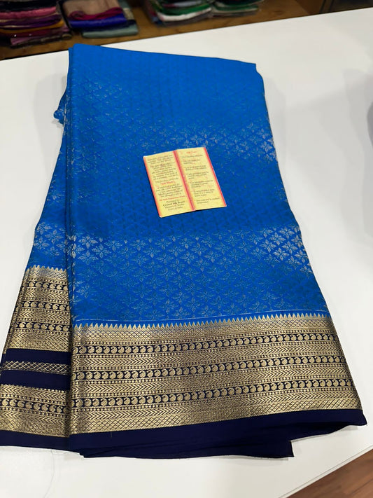 Pure brocade Mysore silk sarees with 120 grm thickness with rich pallu