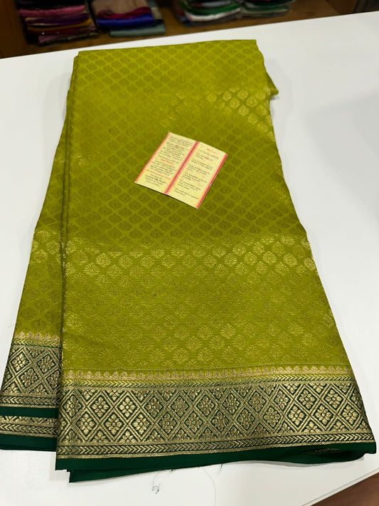 Pure brocade Mysore silk sarees with 120 grm thickness with rich pallu