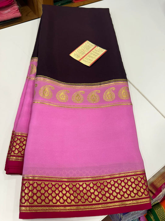 Pure Mysore silk sarees with 120 grm thickness along with 3 D pattern which comes With beautiful color combination