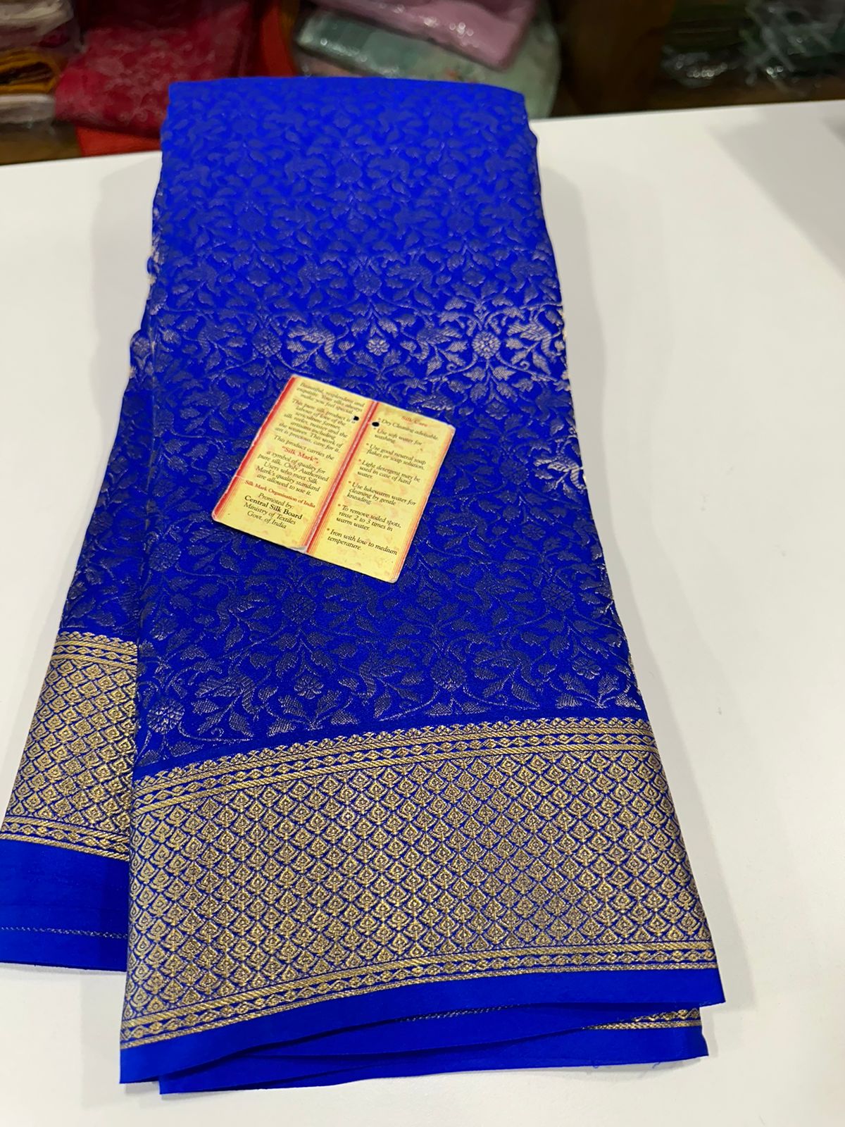 Pure brocade Mysore silk sarees with 120 grm thickness with rich pallu and zari weaving allover saree with plain blouse