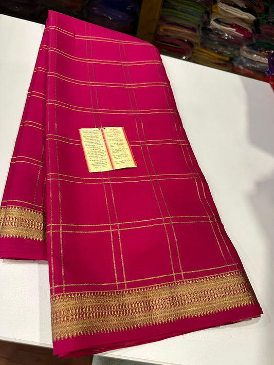 Pure Myosre Silk sarees with checks pattern All exclusive designs with beautiful colors