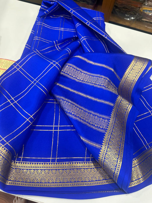 Pure Mysore Silk Sarees Traditional border with elegant color combinations This saree comes with rich Pallu