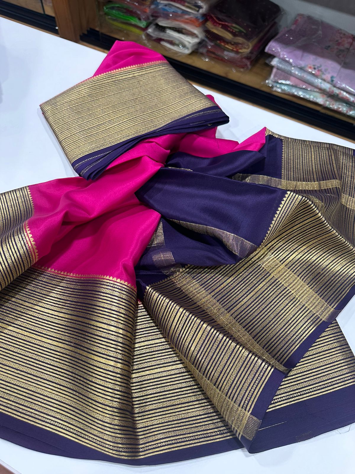 Pure Mysore silk sarees Traditional kanchi borders with elegant color combinations