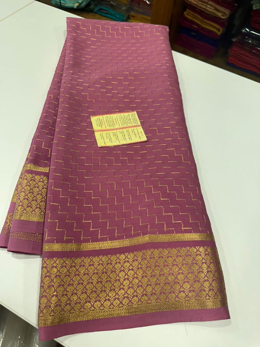 Pure Mysore silk sarees with Heavy borders with traditional step design pattern with beautiful color combination with elegant border